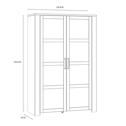 Bramblecroft White and Natural Oak Wood Display Cabinet 2 Doors