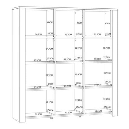 Bramblecroft Navy and Natural Oak Wood 3 Door Large Display Cabinet