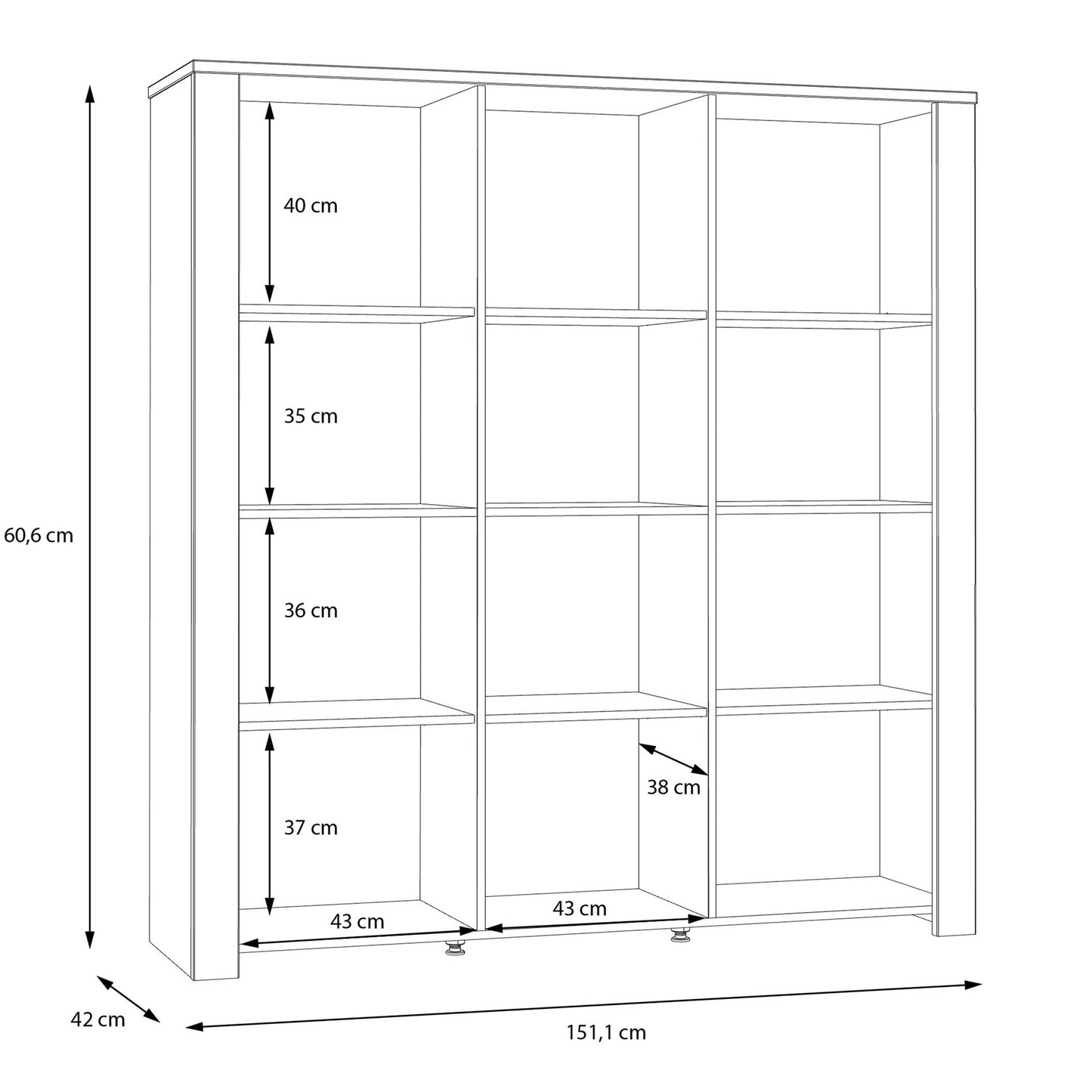 Bramblecroft Grey and Natural Oak Wood Large Display Cabinet 3 Door