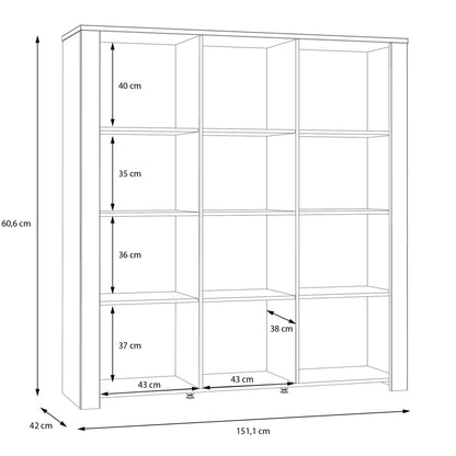 Bramblecroft Grey and Natural Oak Wood Large Display Cabinet 3 Door