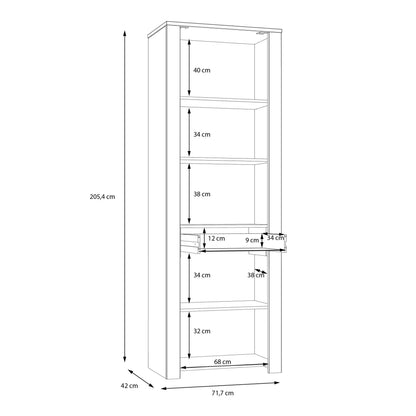 Bramblecroft Grey and Natural Oak Wood Display Cabinet Door 1 Drawer Narrow