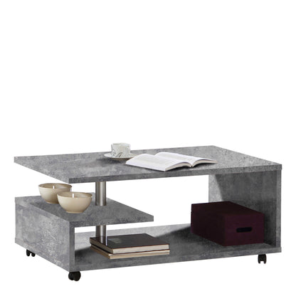 Salford Grey Concrete Effect Wood Coffee Table Open Shelf