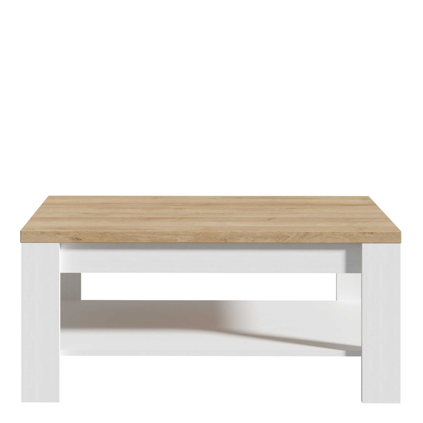 Bramblecroft White and Natural Oak Wood Coffee Table Bottom Shelf