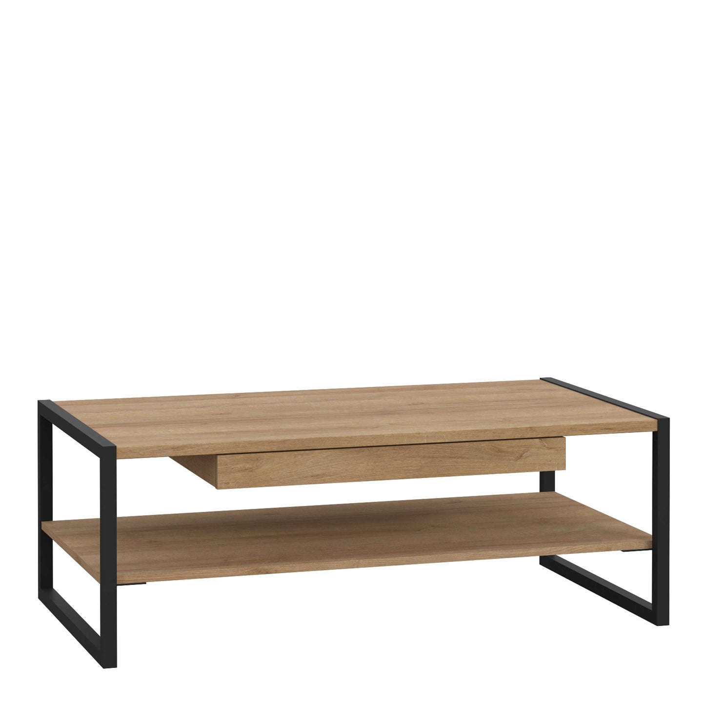 Egtved Black and Natural Oak Wood Effect Coffee Table 1 Drawer