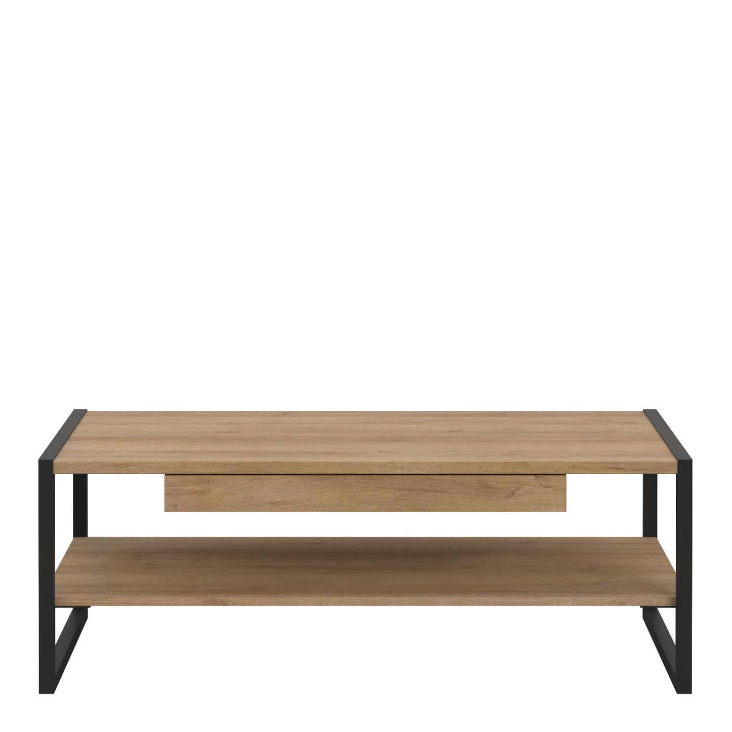 Egtved Black and Natural Oak Wood Effect Coffee Table 1 Drawer