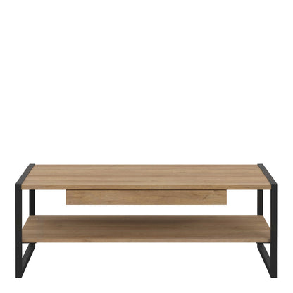 Egtved Black and Natural Oak Wood Effect Coffee Table 1 Drawer