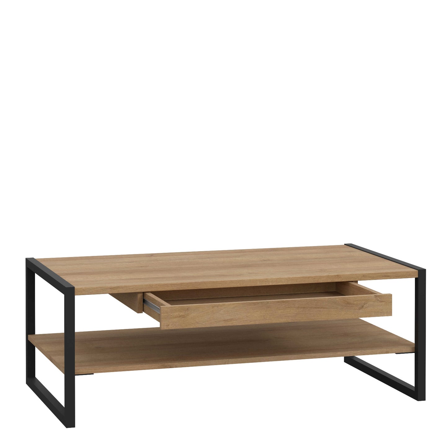 Egtved Black and Natural Oak Wood Effect Coffee Table 1 Drawer