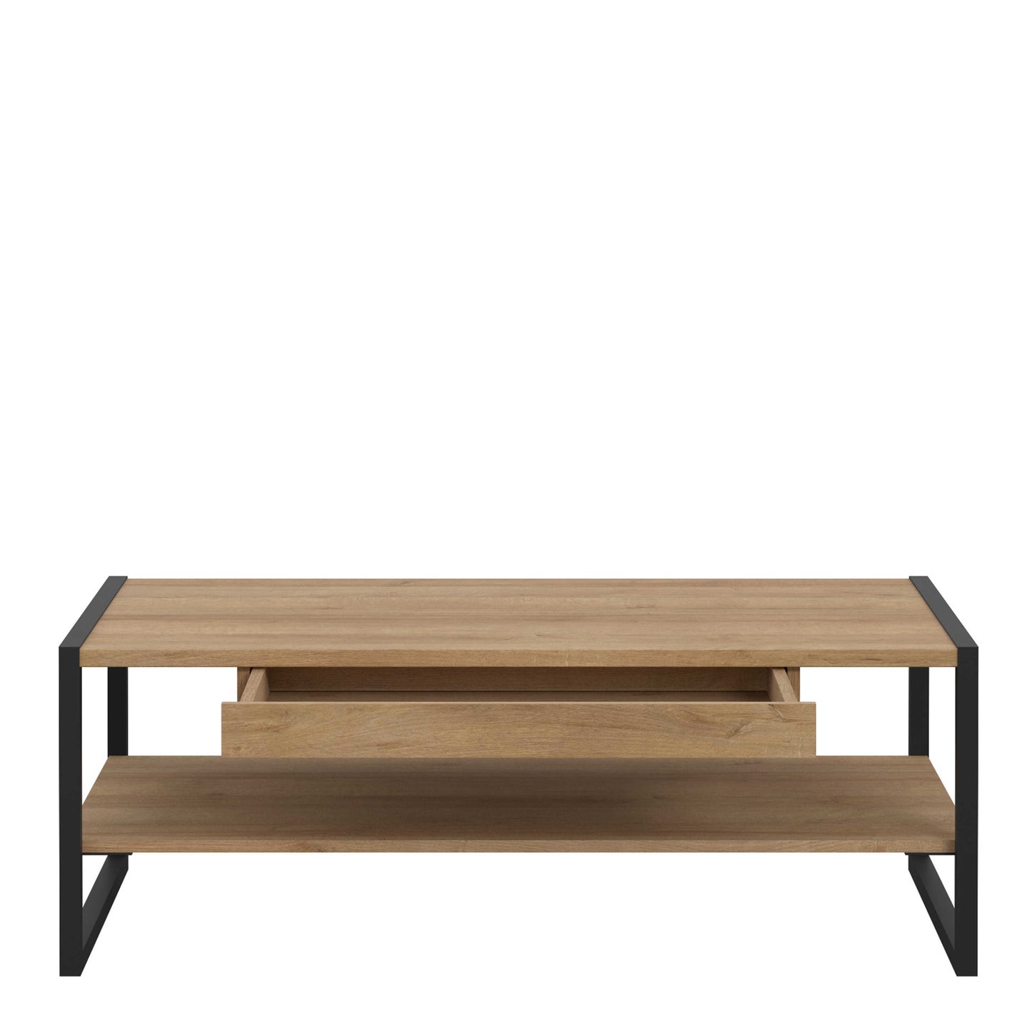 Egtved Black and Natural Oak Wood Effect Coffee Table 1 Drawer