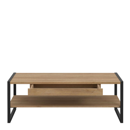 Egtved Black and Natural Oak Wood Effect Coffee Table 1 Drawer