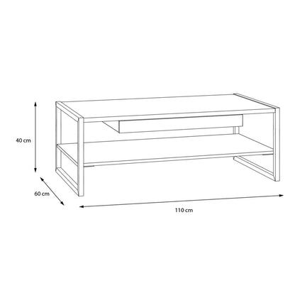 Egtved Black and Natural Oak Wood Effect Coffee Table 1 Drawer