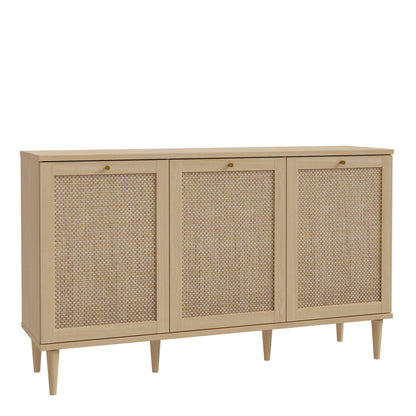 Mallowmoss Rattan and Wood 3 Door Sideboard