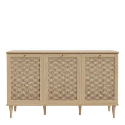 Mallowmoss Rattan and Wood 3 Door Sideboard