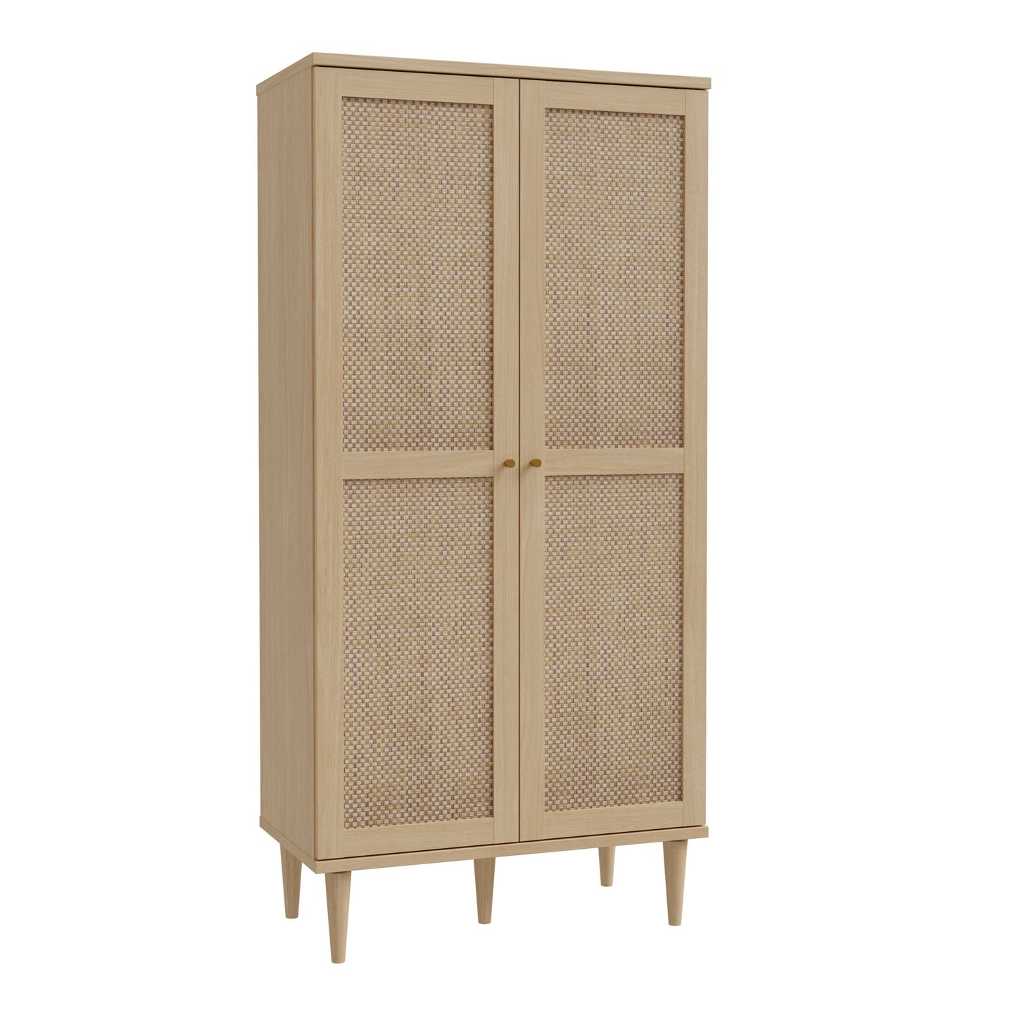 Mallowmoss Rattan and Wood 2 Door Display Cabinet
