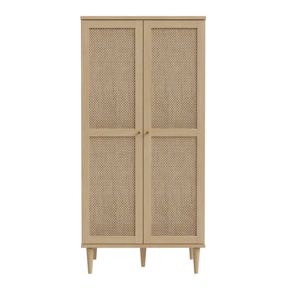 Mallowmoss Rattan and Wood 2 Door Display Cabinet