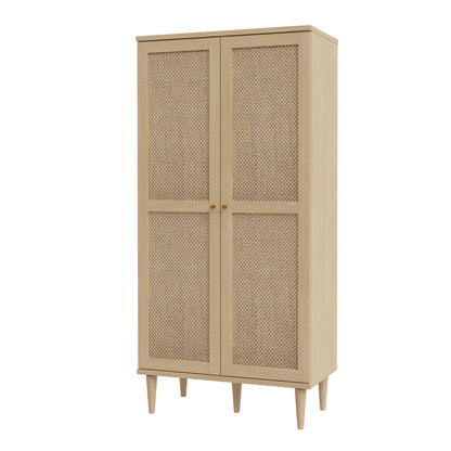 Mallowmoss Rattan and Wood 2 Door Display Cabinet