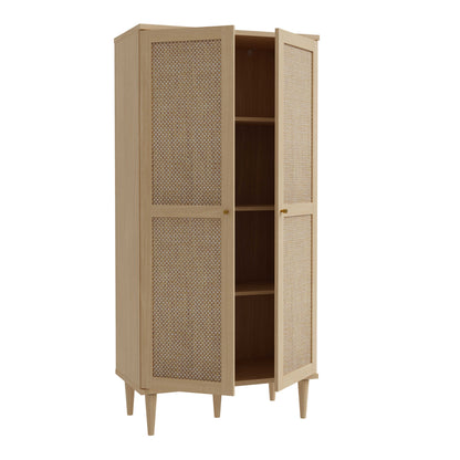 Mallowmoss Rattan and Wood 2 Door Display Cabinet