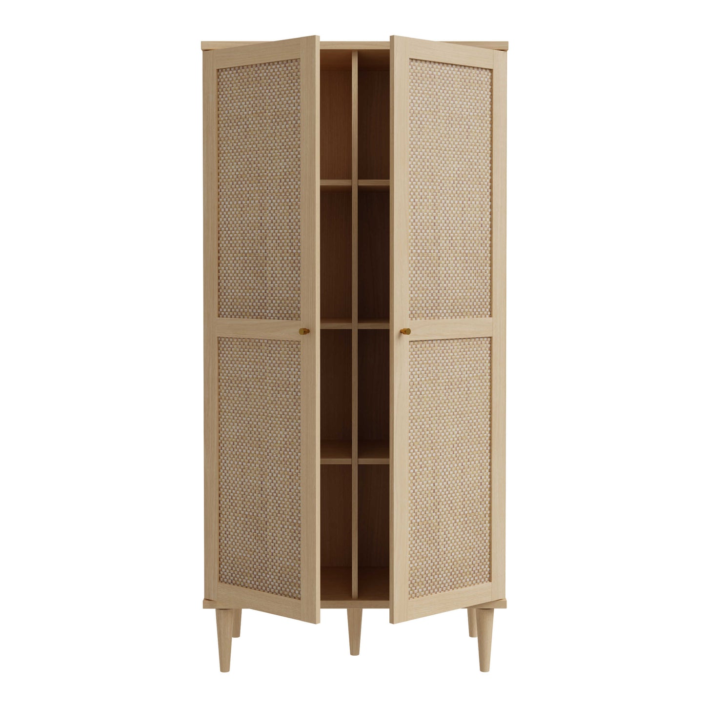 Mallowmoss Rattan and Wood 2 Door Display Cabinet
