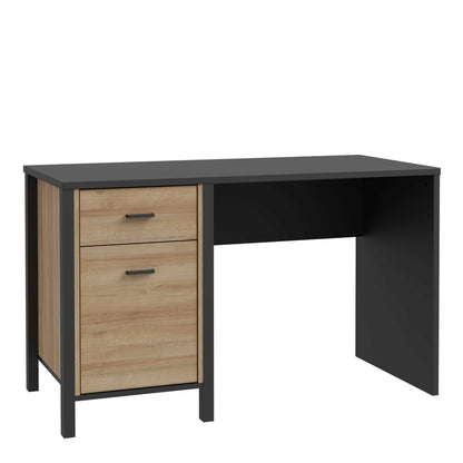 Egtved Black and Natural Oak Wood Effect Desk 1 Drawer 1 Door