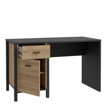 Egtved Black and Natural Oak Wood Effect Desk 1 Drawer 1 Door
