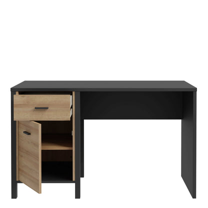 Egtved Black and Natural Oak Wood Effect Desk 1 Drawer 1 Door