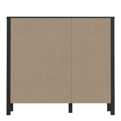 Egtved Large Wide Black and Natural Oak Wood Effect Storage Display Chest 1 Door