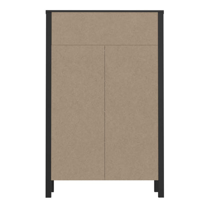 Egtved Black and Natural Oak Wood Effect Chest of 4 Drawers