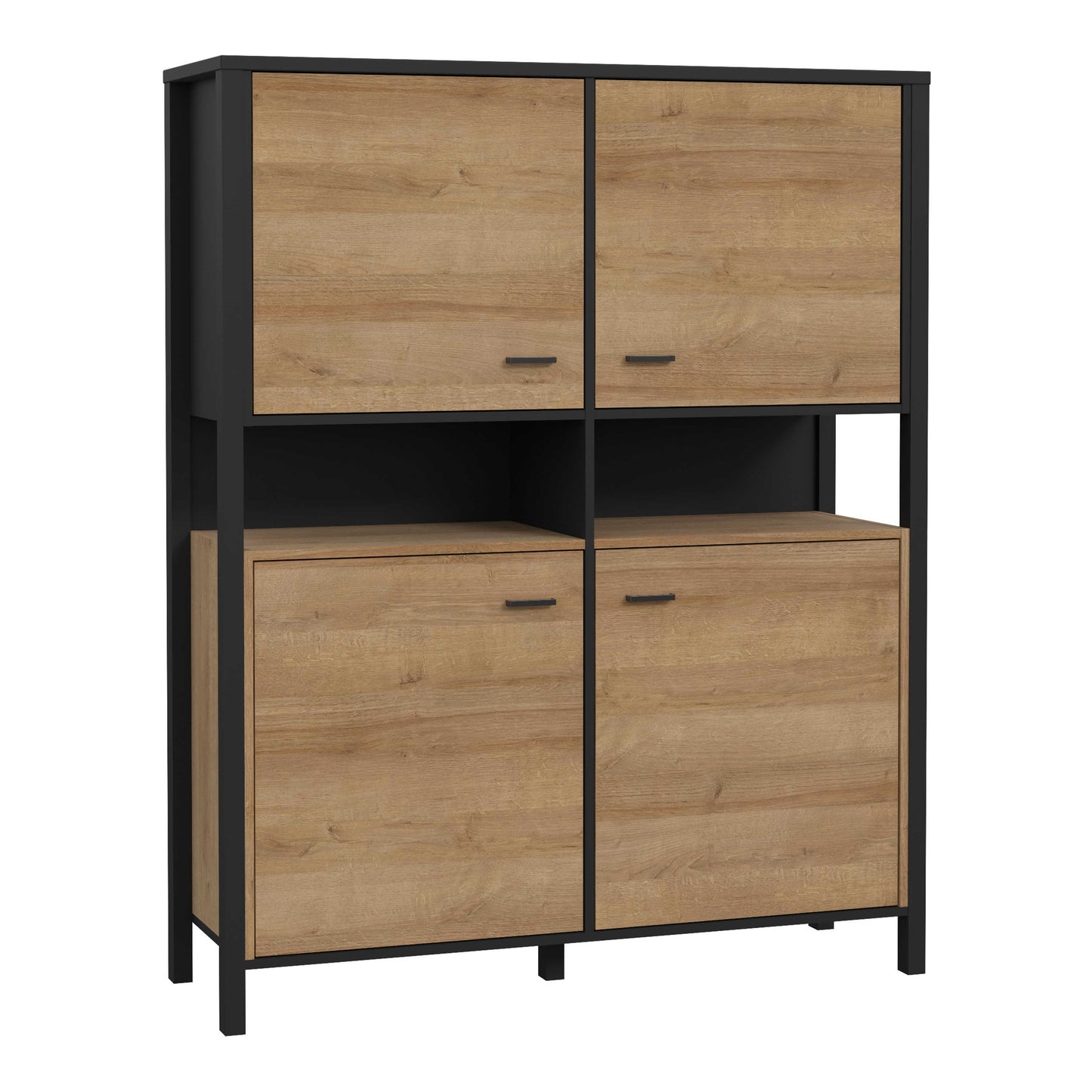 Egtved Black and Natural Oak Wood Effect Storage Cabinet 4 Drawers