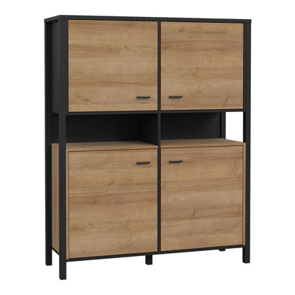 Egtved Black and Natural Oak Wood Effect Storage Cabinet 4 Drawers