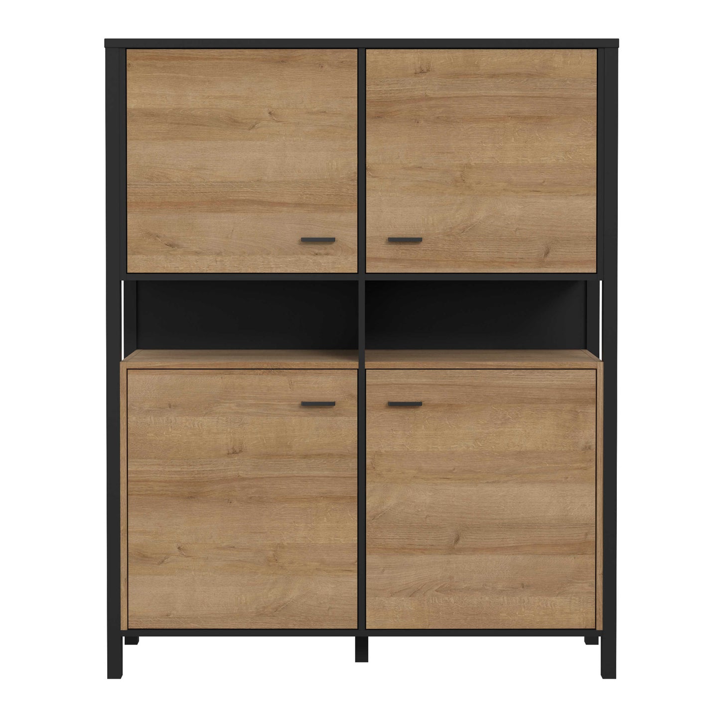 Egtved Black and Natural Oak Wood Effect Storage Cabinet 4 Drawers