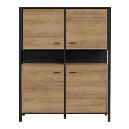 Egtved Black and Natural Oak Wood Effect Storage Cabinet 4 Drawers