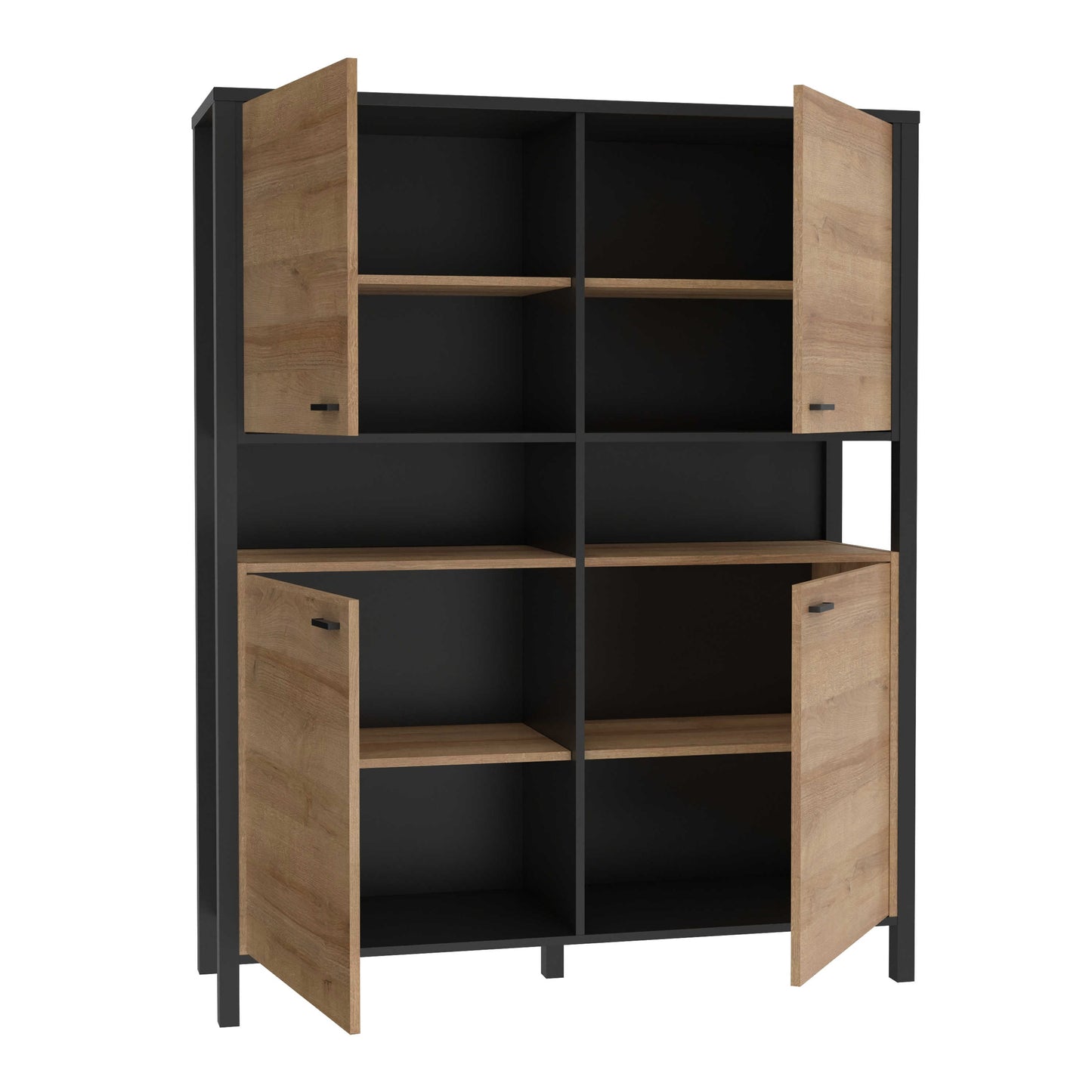 Egtved Black and Natural Oak Wood Effect Storage Cabinet 4 Drawers