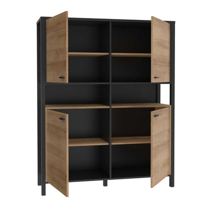 Egtved Black and Natural Oak Wood Effect Storage Cabinet 4 Drawers