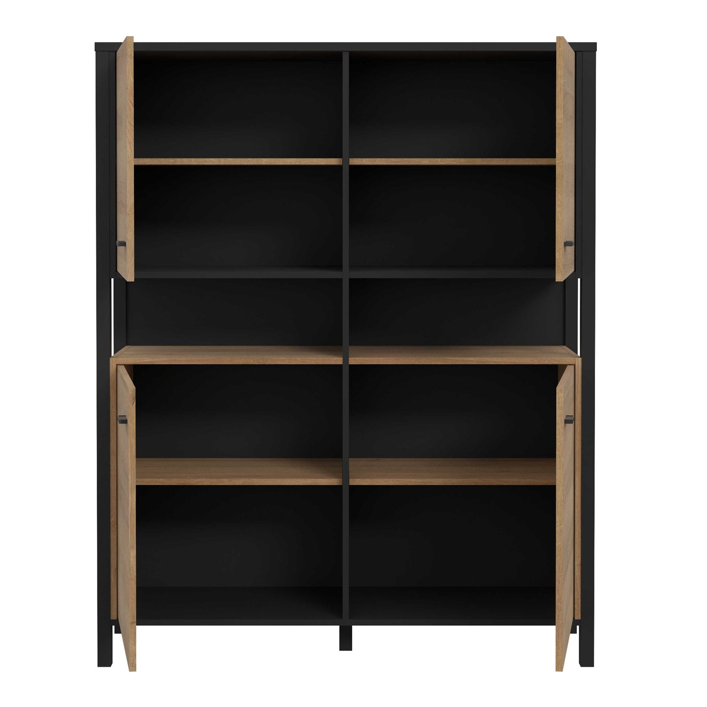 Egtved Black and Natural Oak Wood Effect Storage Cabinet 4 Drawers