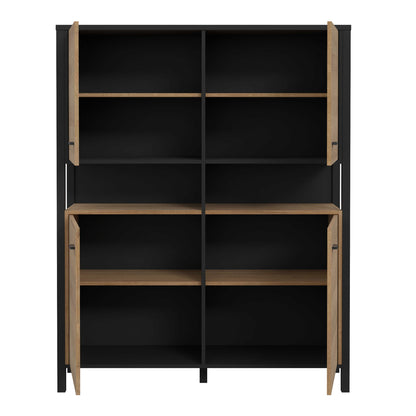 Egtved Black and Natural Oak Wood Effect Storage Cabinet 4 Drawers