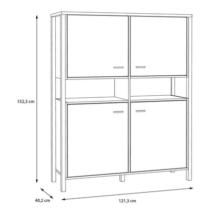 Egtved Black and Natural Oak Wood Effect Storage Cabinet 4 Drawers