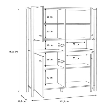Egtved Black and Natural Oak Wood Effect Storage Cabinet 4 Drawers
