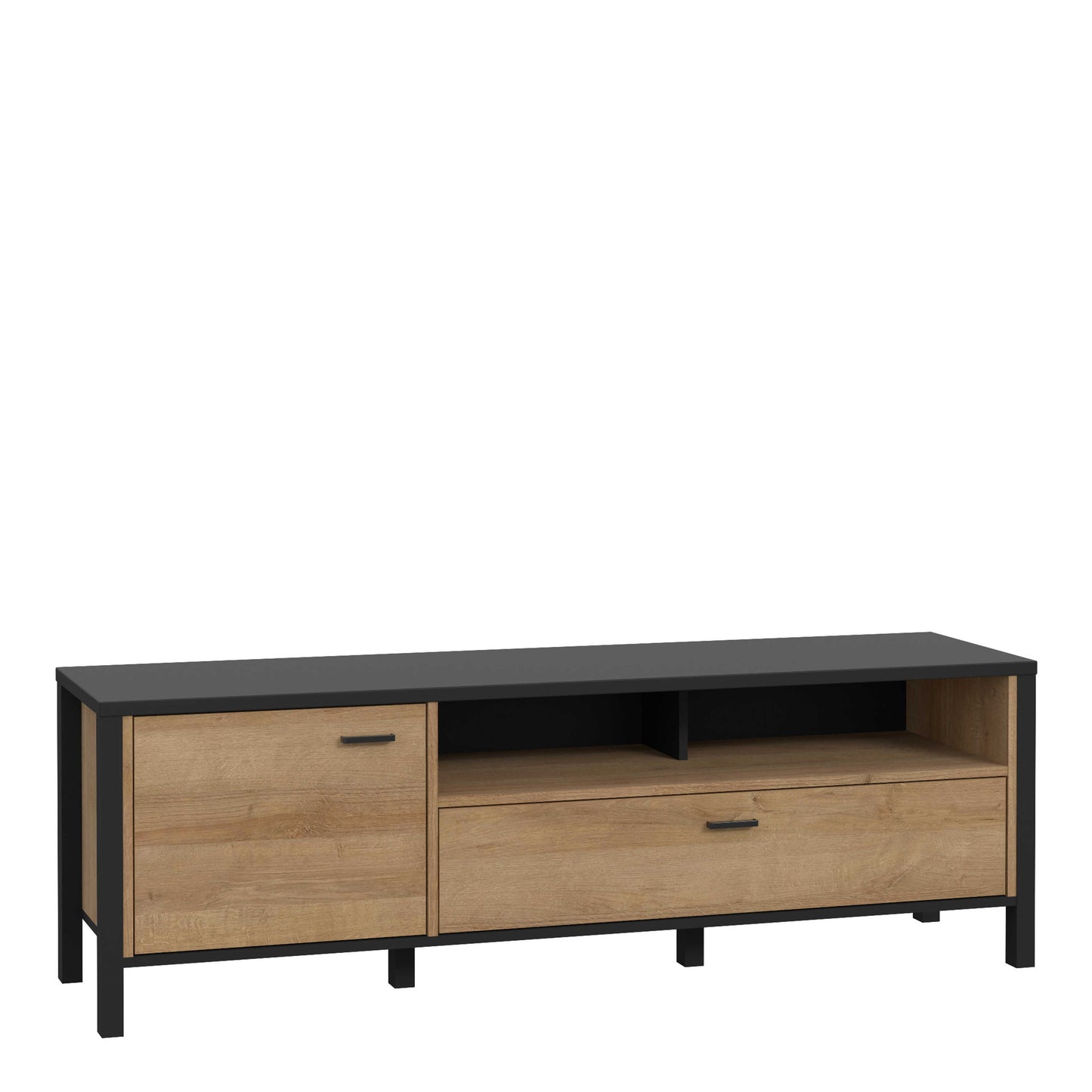 Egtved Black and Natural Oak Wood Effect TV Unit 1 Door 1 Drawer