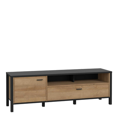 Egtved Black and Natural Oak Wood Effect TV Unit 1 Door 1 Drawer