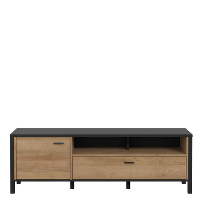 Egtved Black and Natural Oak Wood Effect TV Unit 1 Door 1 Drawer