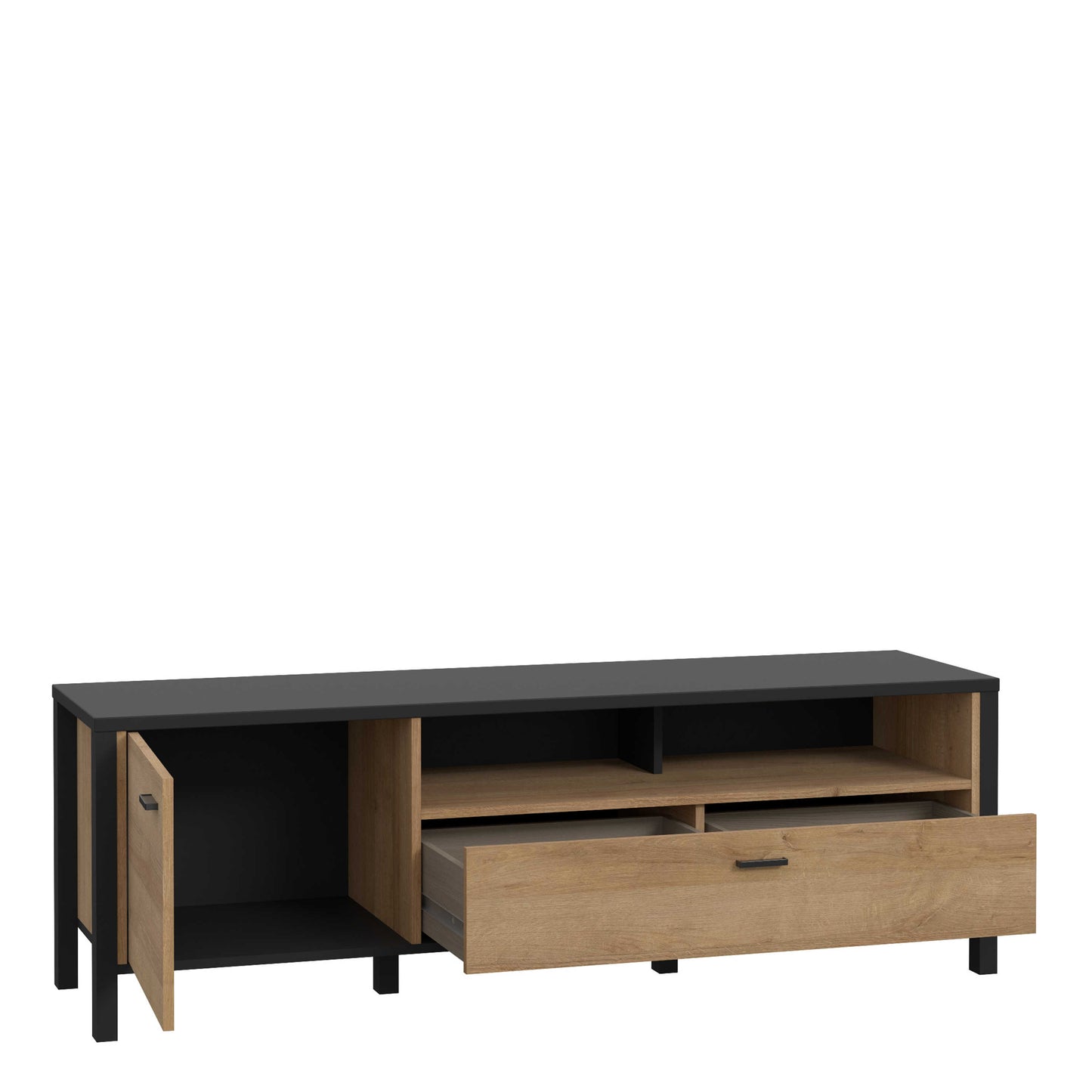 Egtved Black and Natural Oak Wood Effect TV Unit 1 Door 1 Drawer