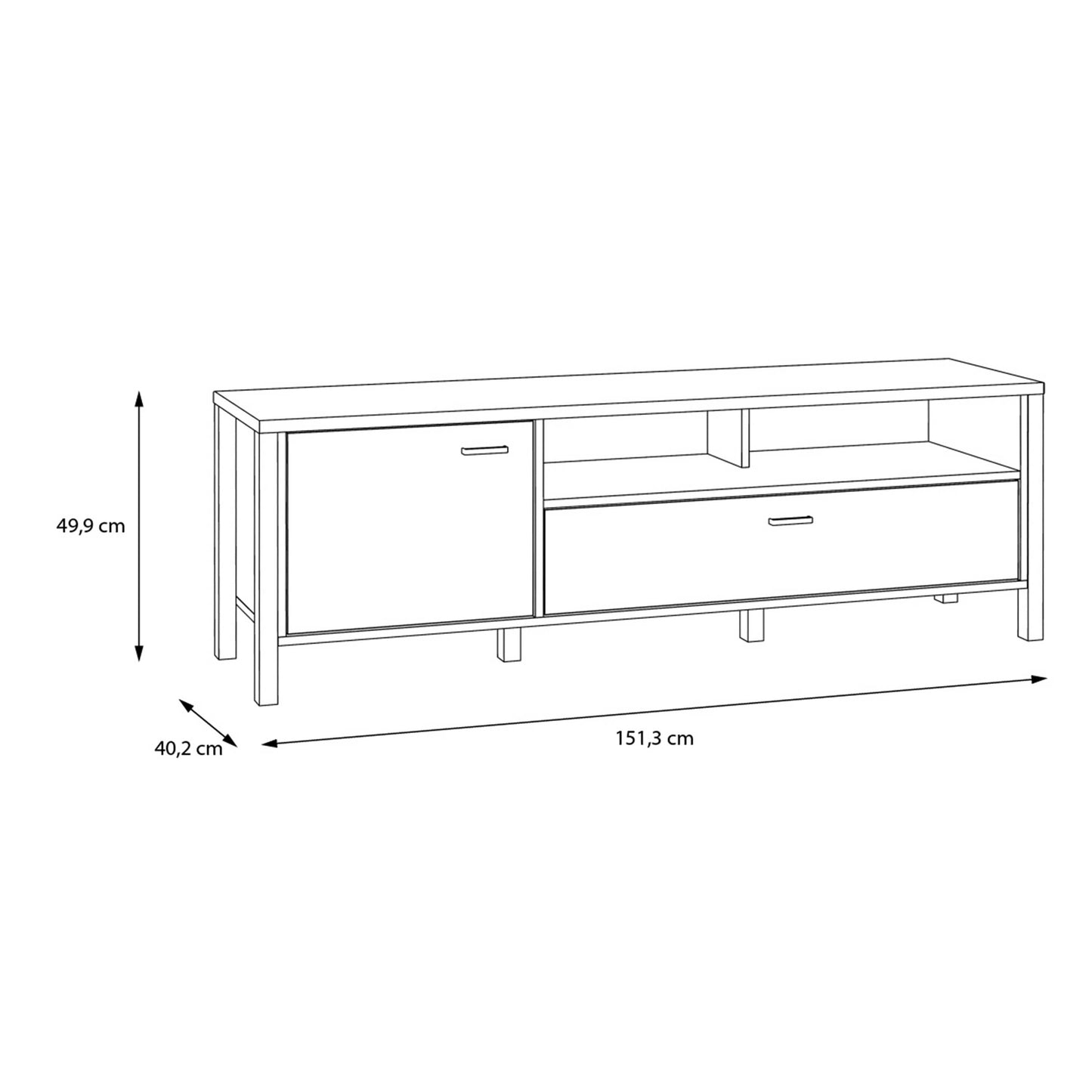 Egtved Black and Natural Oak Wood Effect TV Unit 1 Door 1 Drawer