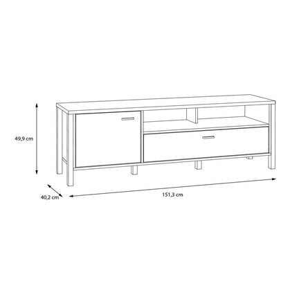Egtved Black and Natural Oak Wood Effect TV Unit 1 Door 1 Drawer