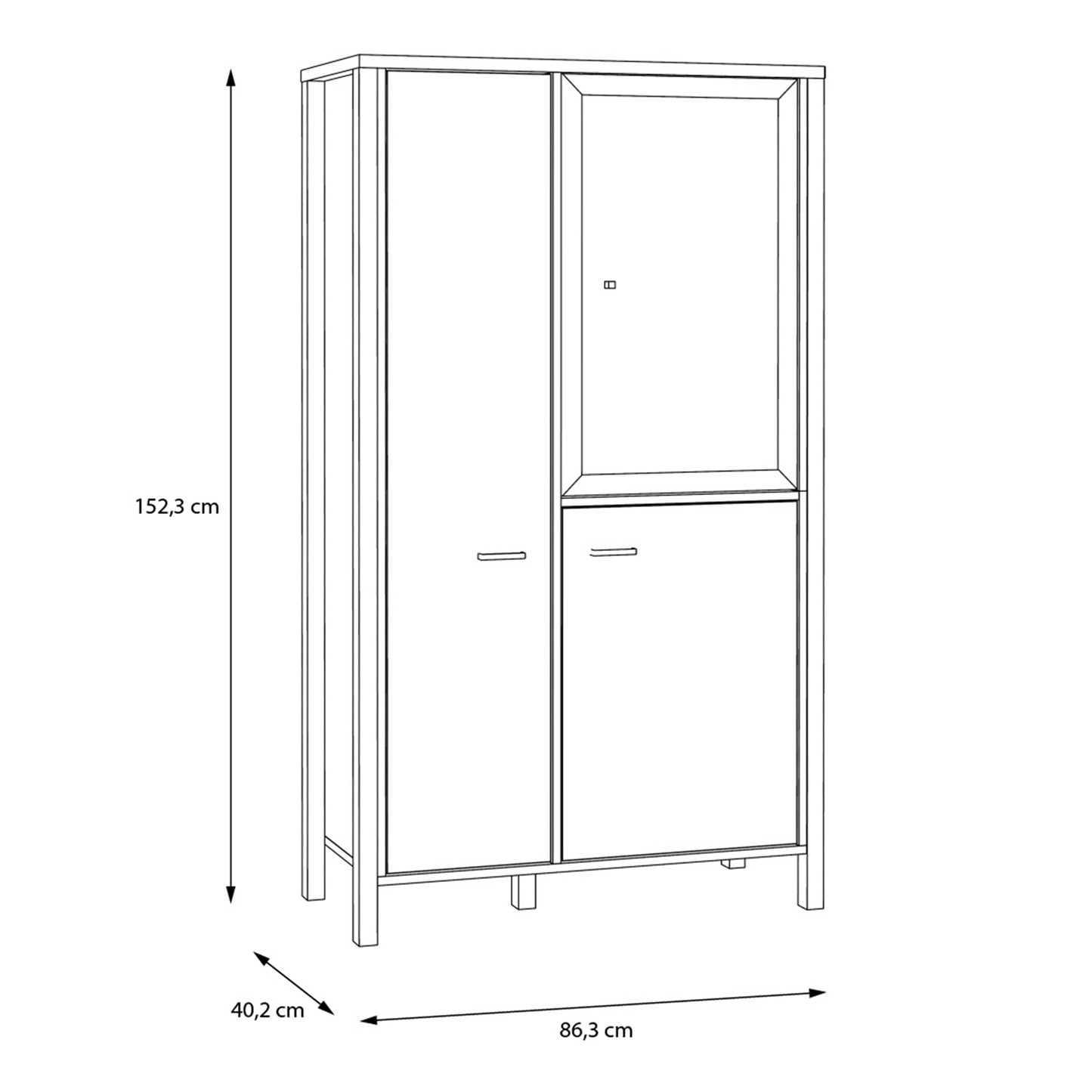 Egtved Black and Natural Oak Wood Effect Small Display Cabinet 2 Doors 1 Shelf