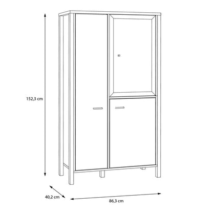 Egtved Black and Natural Oak Wood Effect Small Display Cabinet 2 Doors 1 Shelf
