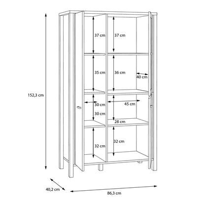 Egtved Black and Natural Oak Wood Effect Small Display Cabinet 2 Doors 1 Shelf
