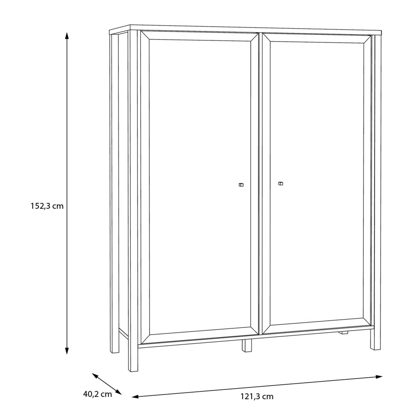 Egtved Black and Natural Oak Wood Effect Large Wide Display Cabinet 2 Doors 4 Drawers