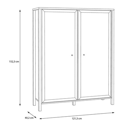 Egtved Black and Natural Oak Wood Effect Large Wide Display Cabinet 2 Doors 4 Drawers
