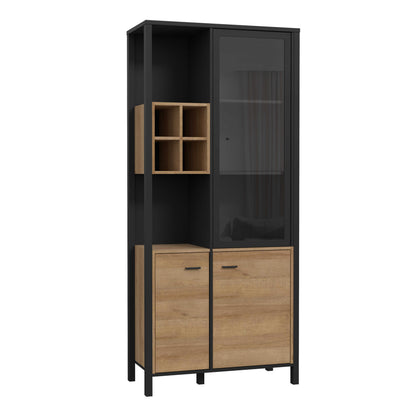 Egtved Black and Natural Oak Wood Effect Display Cabinet 3 Doors