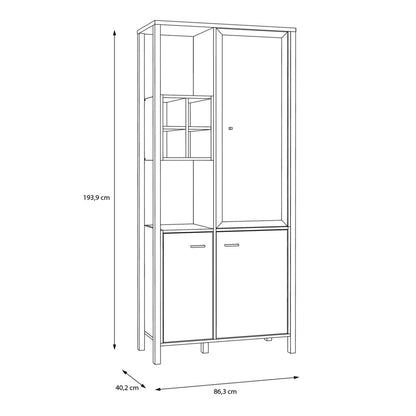 Egtved Black and Natural Oak Wood Effect Display Cabinet 3 Doors