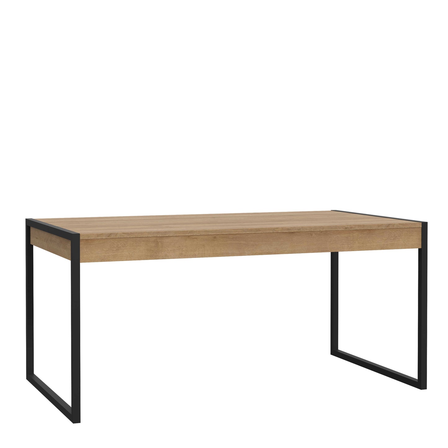 Egtved Black and Natural Oak Wood Effect Dining Table Metal Legs